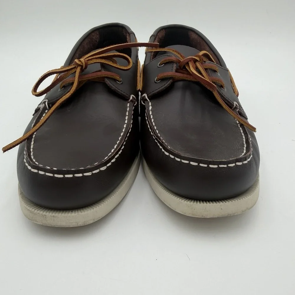 Clarks Brown Leather Boat Shoes Mens Size 11.5 Classic Slip On Comfort Loafer
